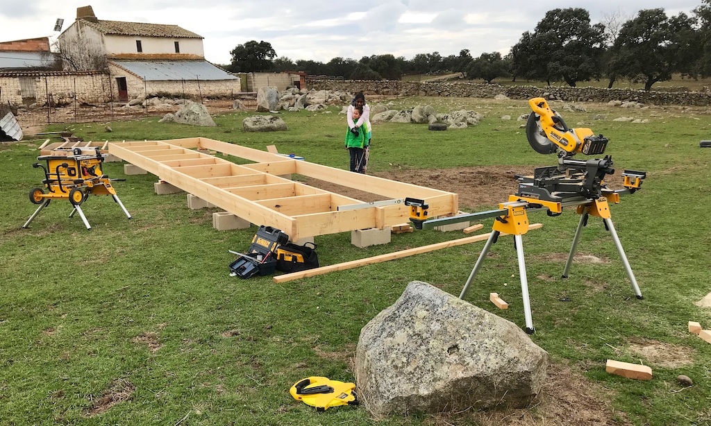 Building The Subfloor For The Temporary Housing At The Farm