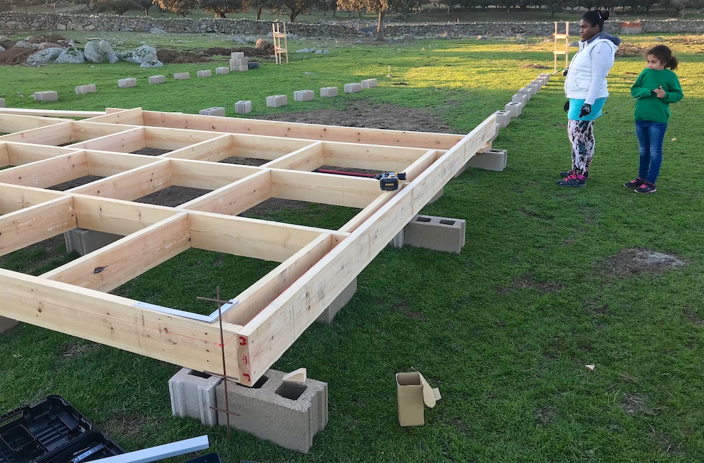 Building The Subfloor For The Temporary Housing At The Farm