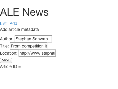 Screenshot Create new article metadata